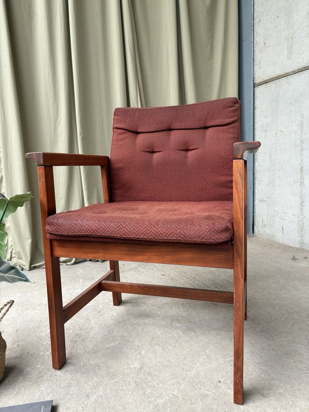 Vtg Late Mid Century Oak Chair Side Armchair  Danish Scandi Retro R1093 photo for sale