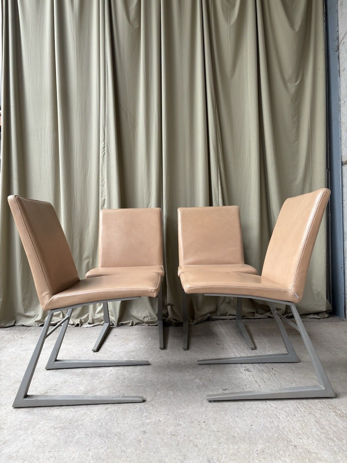 Vtg Mid Century Style Set 4 Leather Bo Concept Mariposa Dining Chairs R1095 photo buy