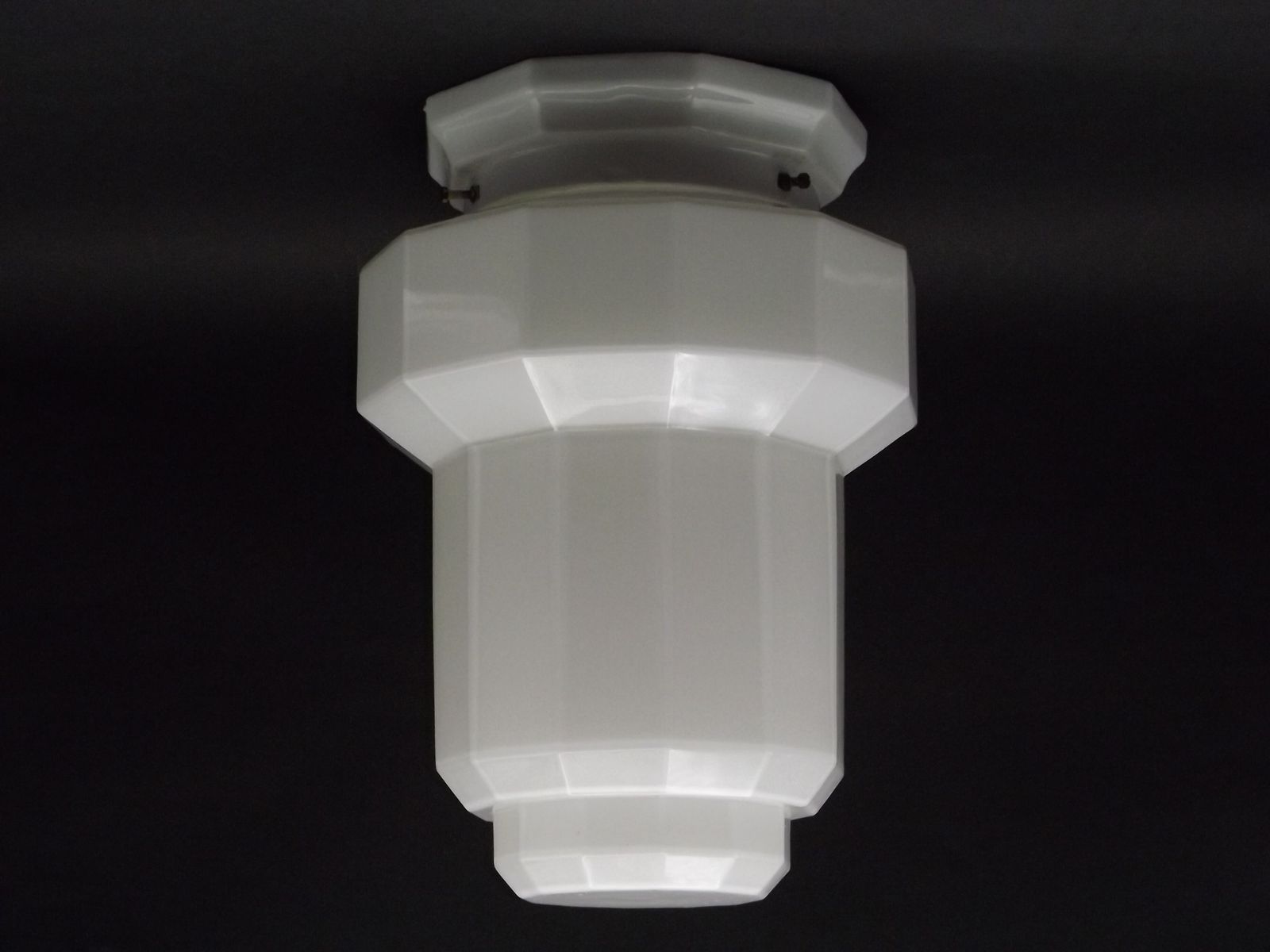 French Art Deco Skyscraper Ceiling Light White Opaque Glass   Limoges Mount photo furniture