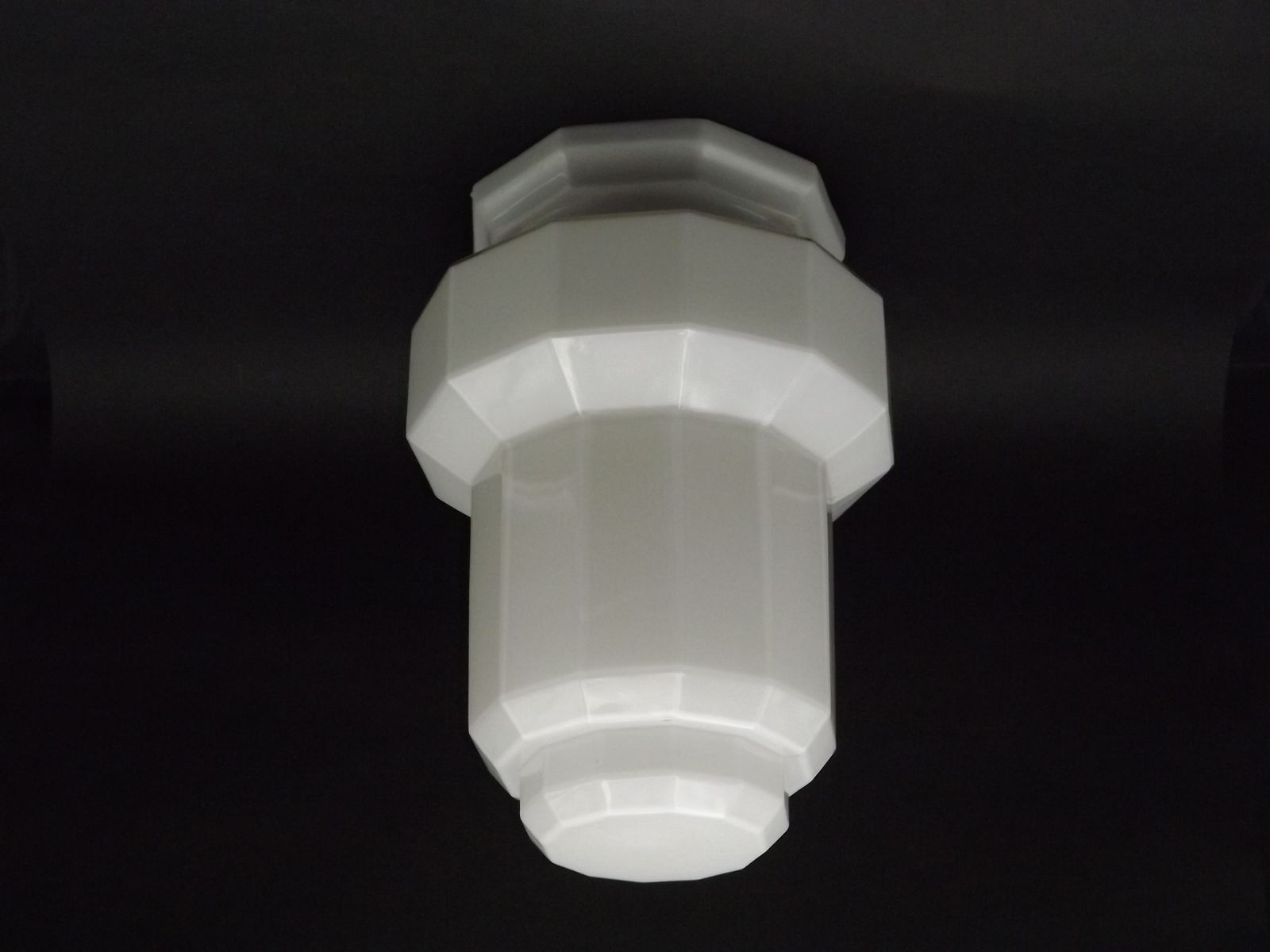 French Art Deco Skyscraper Ceiling Light White Opaque Glass   Limoges Mount