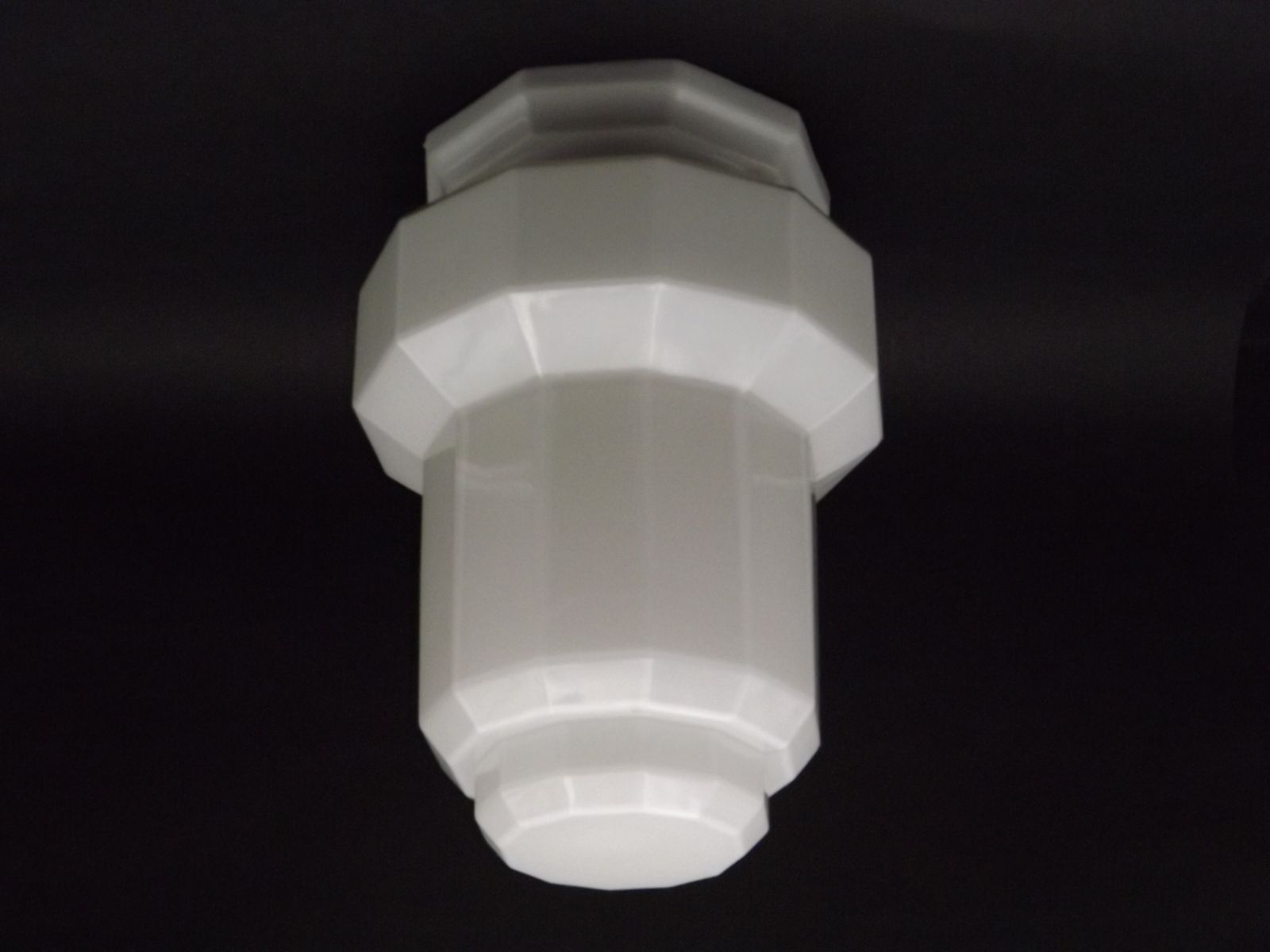French Art Deco Skyscraper Ceiling Light White Opaque Glass   Limoges Mount photo vinterior