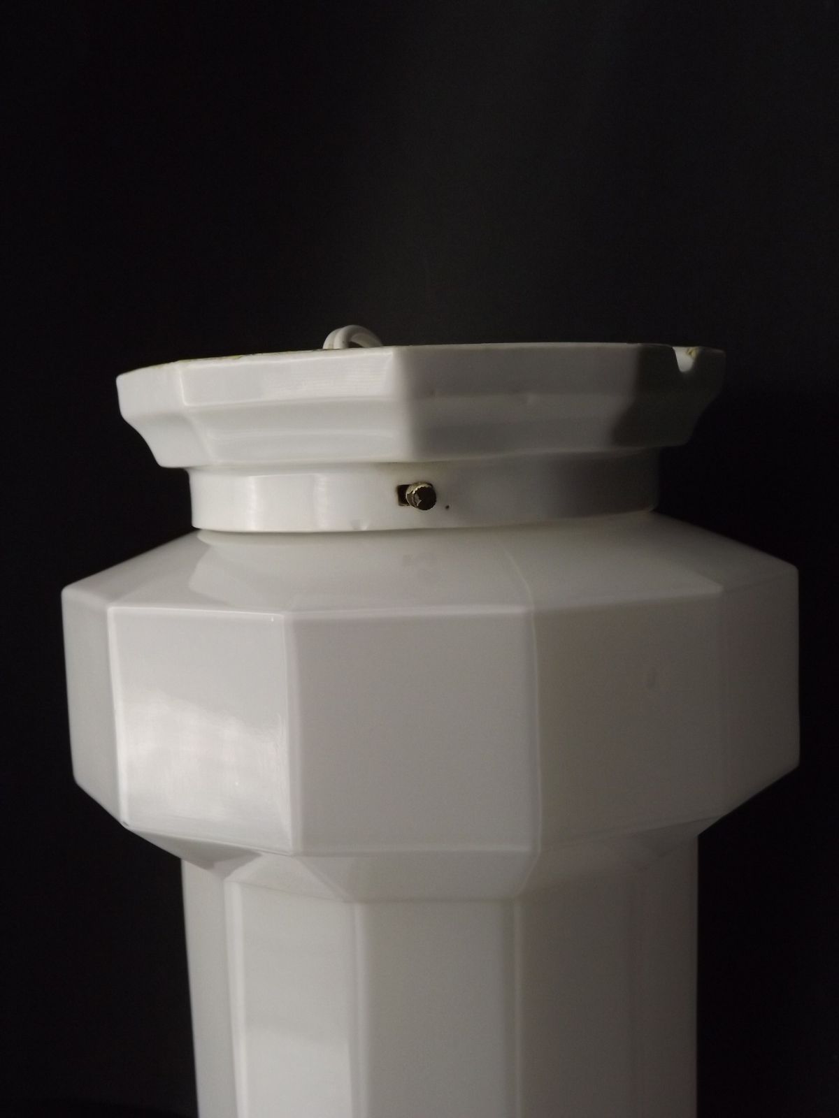 photo furniture French Art Deco Skyscraper Ceiling Light White Opaque Glass   Limoges Mount