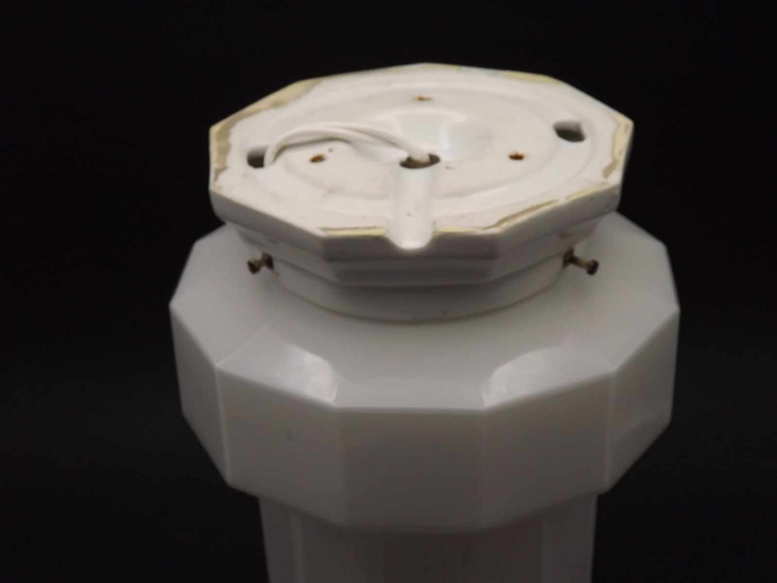 photo vinterior French Art Deco Skyscraper Ceiling Light White Opaque Glass   Limoges Mount