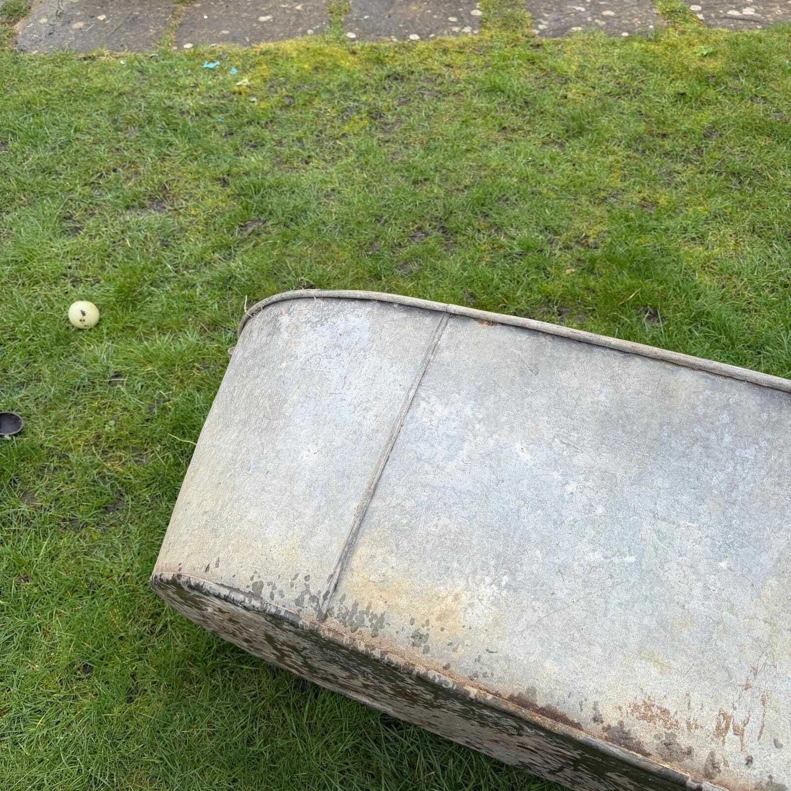 photo for sale Vintage Galvanised Bath Planter Great Patina Not Watertight