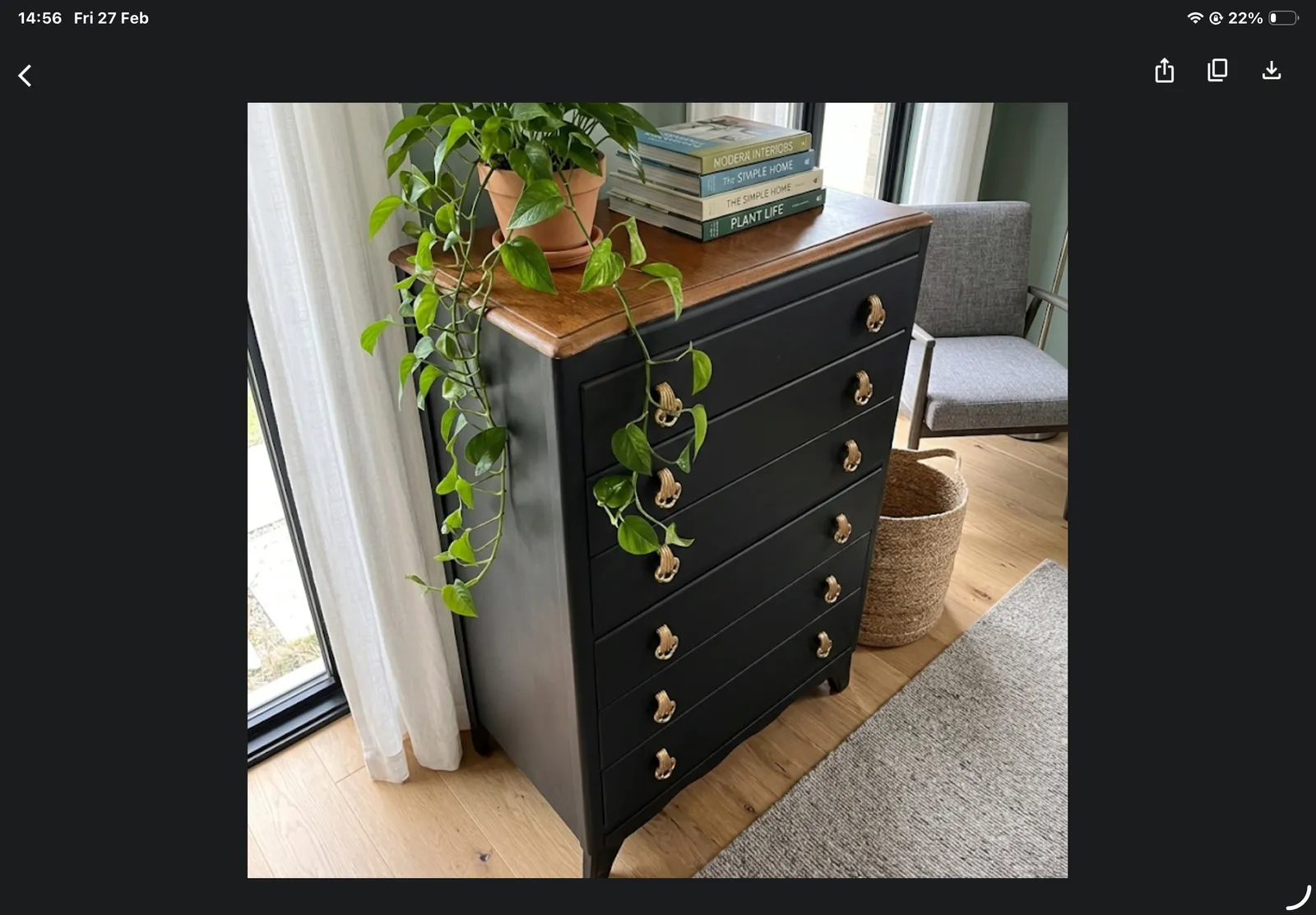 Sleek Mid Century Tallboy In Carbon Black And Oak photo vinterior
