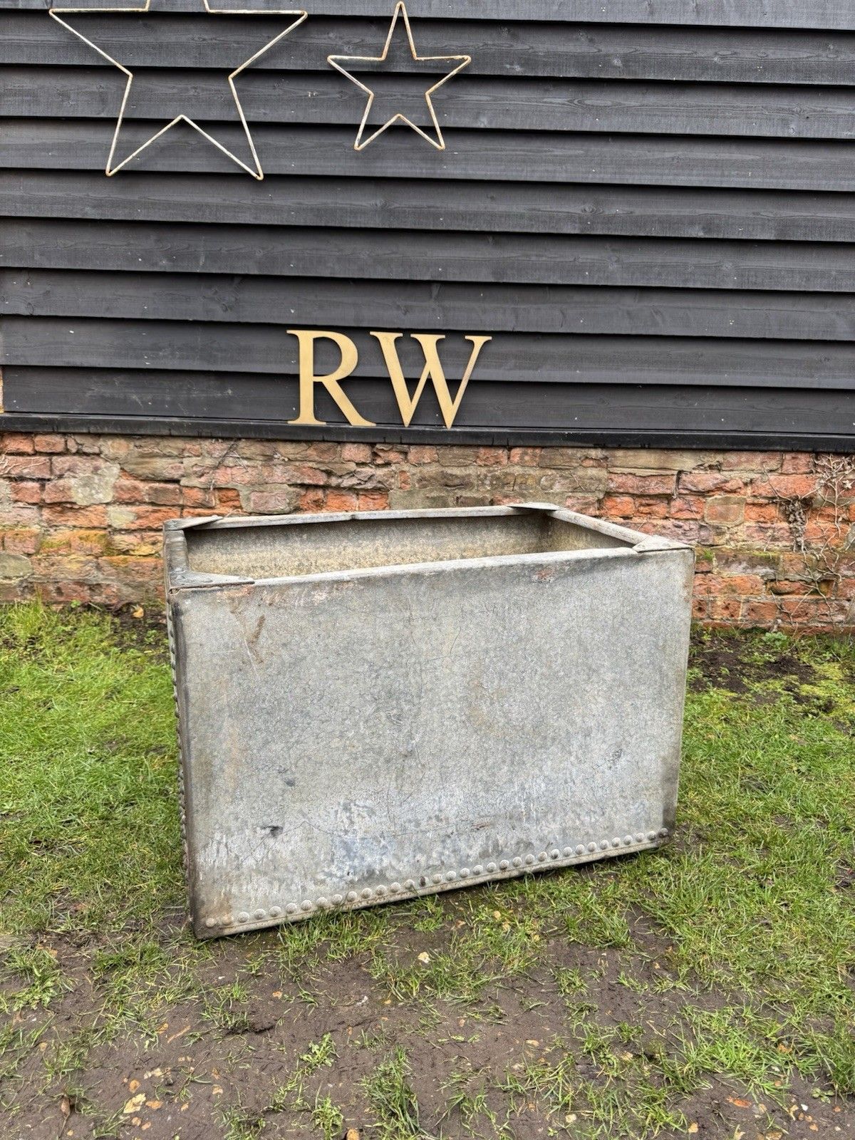 Riveted Galvanised Trough Garden Planter /  Raised Flower Bed Plant Olive Tree Pot Z4 photo furniture