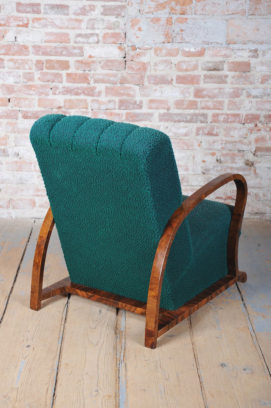 Restored Art Deco Armchair, Walnut, Original Upholstery, Repolished, Czech, 1920s photo 1250.0