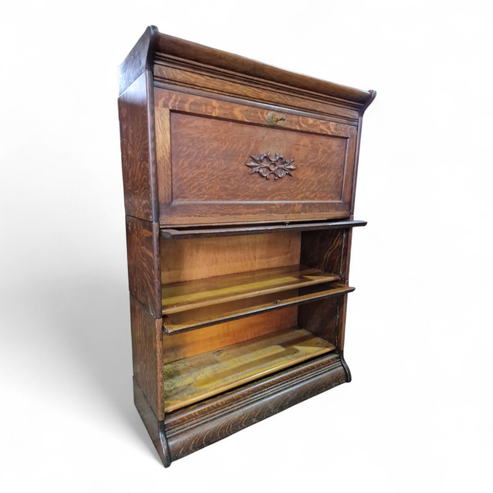 photo furniture Stacking Bookcase Bureau Oak Glazed Sectional Cabinet Desk Antique Carved