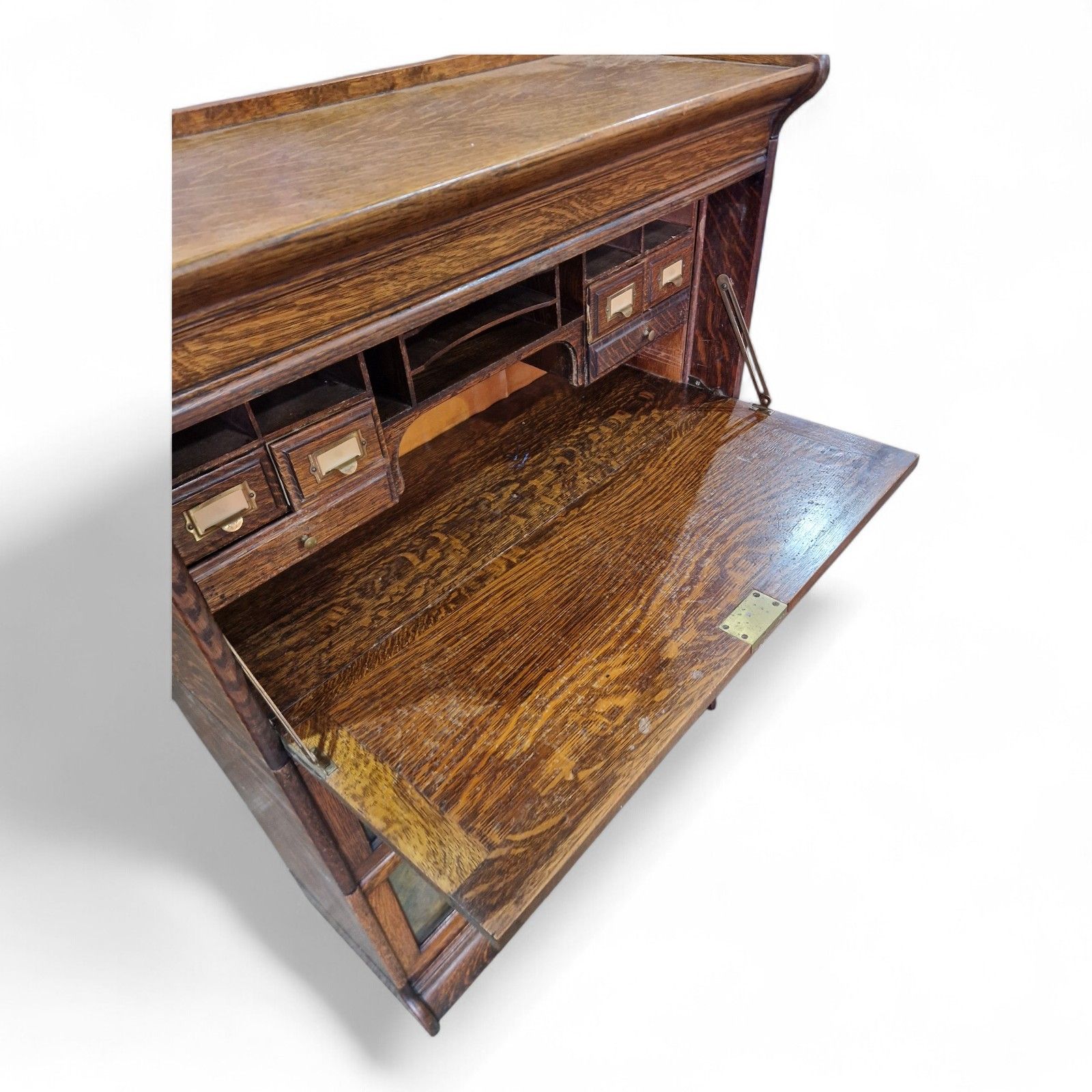 Furniture Stacking Bookcase Bureau Oak Glazed Sectional Cabinet Desk Antique Carved photo