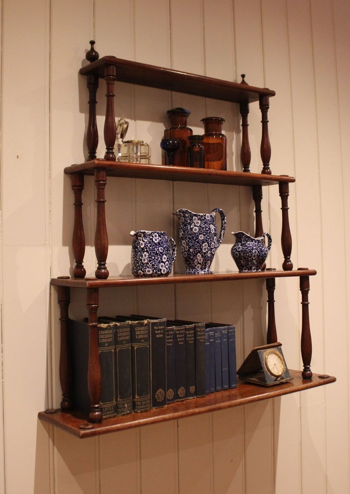 French Mahogany Waterfall Wall Shelves photo for sale