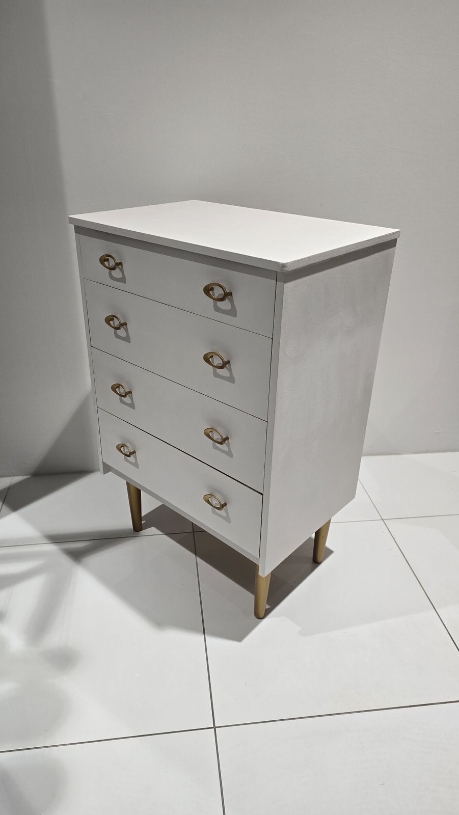 Rococo White Chest Of Drawers. 4 Drawers