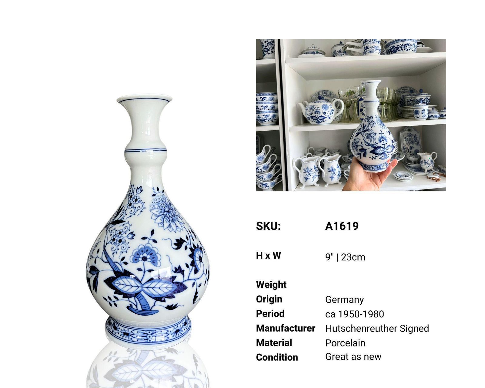 photo furniture Blauw Uienmotief Tulpenvaas | 1 Stuk | Zwiebelmuster Porselein