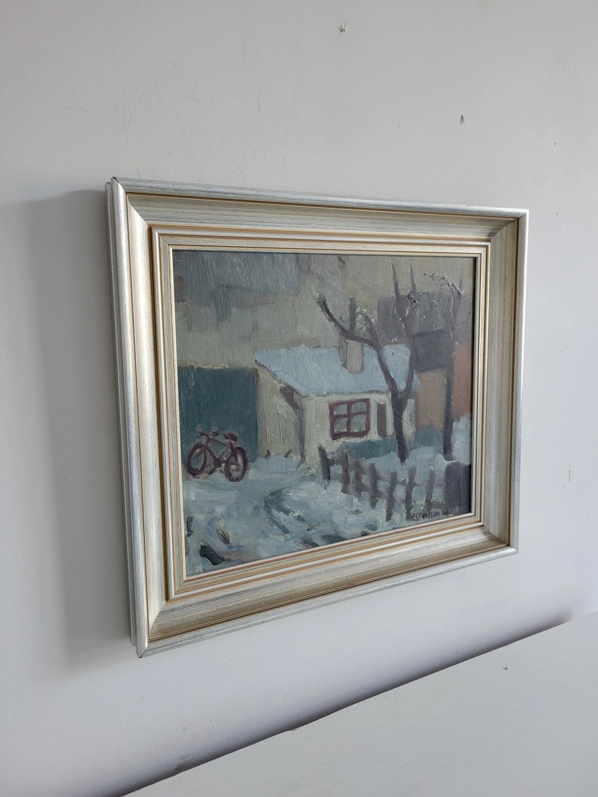 Winter Return  Original Framed Mid Century Landscape Oil Painting photo for sale