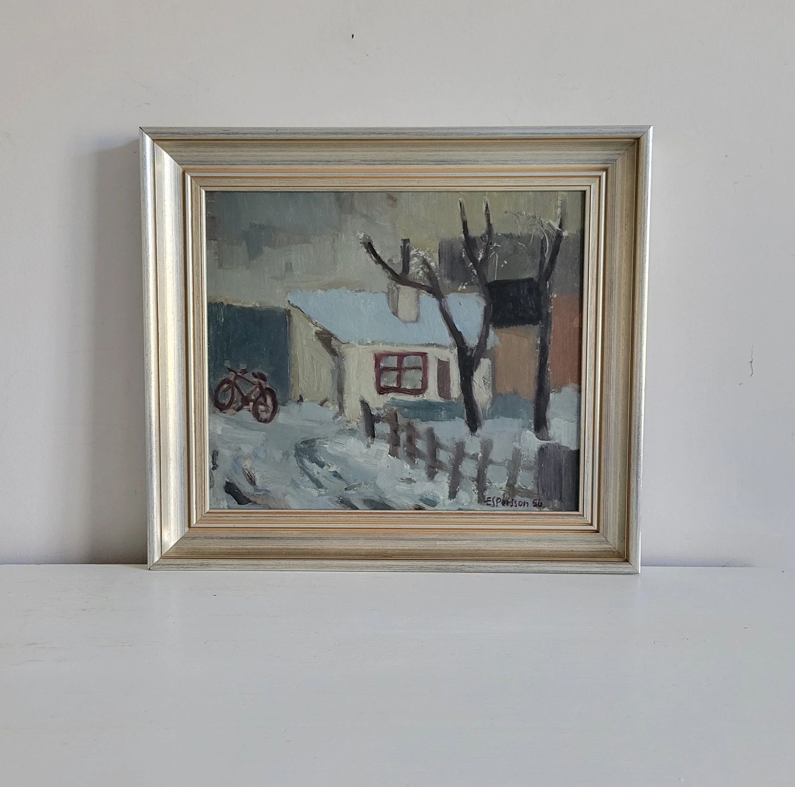 Winter Return  Original Framed Mid Century Landscape Oil Painting photo 320.0