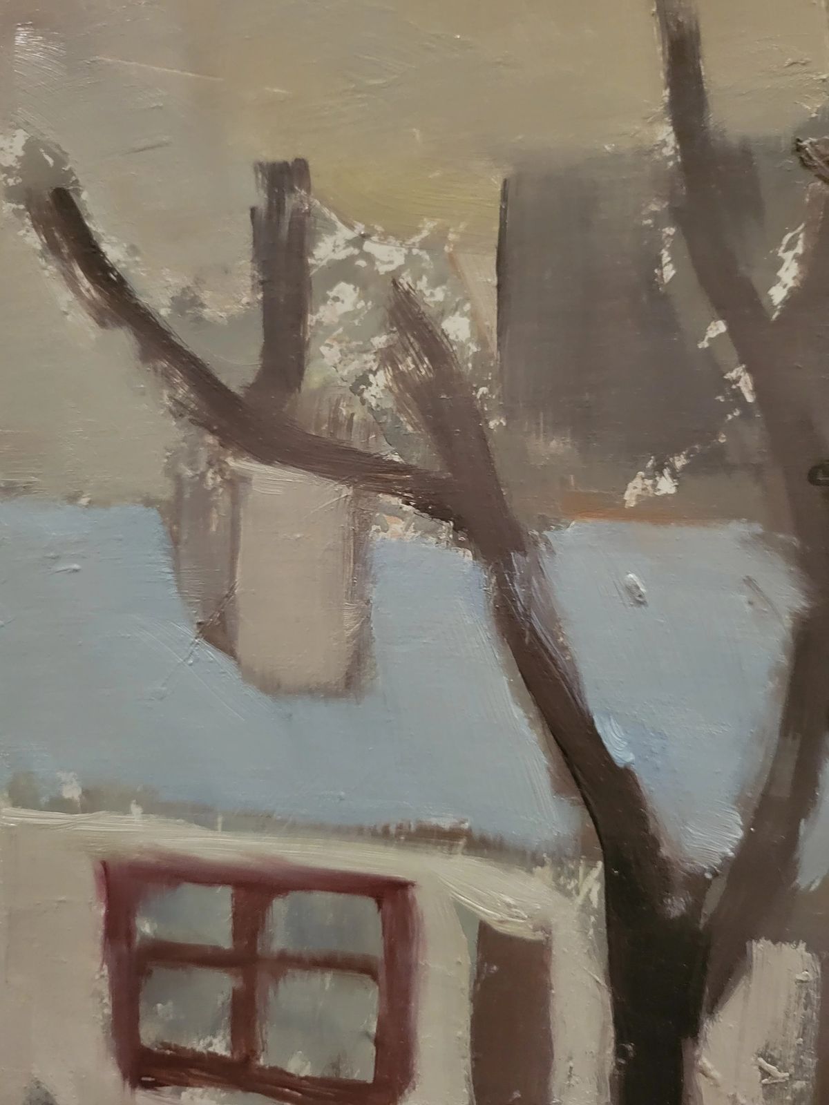 photo for sale Winter Return  Original Framed Mid Century Landscape Oil Painting