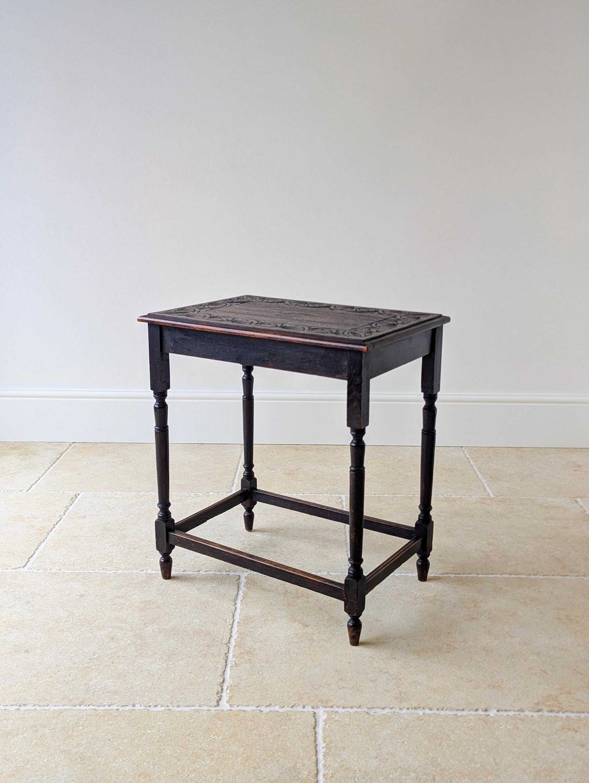 photo buy Antique Edwardian Carved Oak Occasional Table C.1910