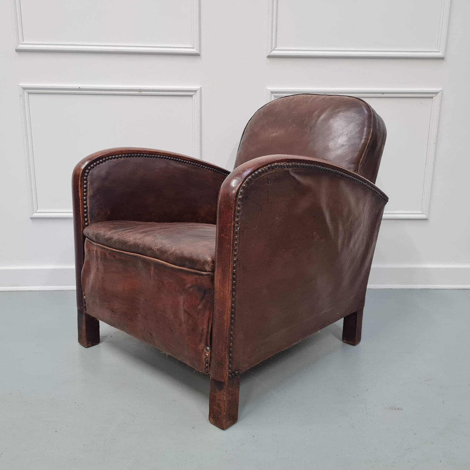 Great French Leather Club Chair C1930 Free Delivery England/Wales photo vinterior