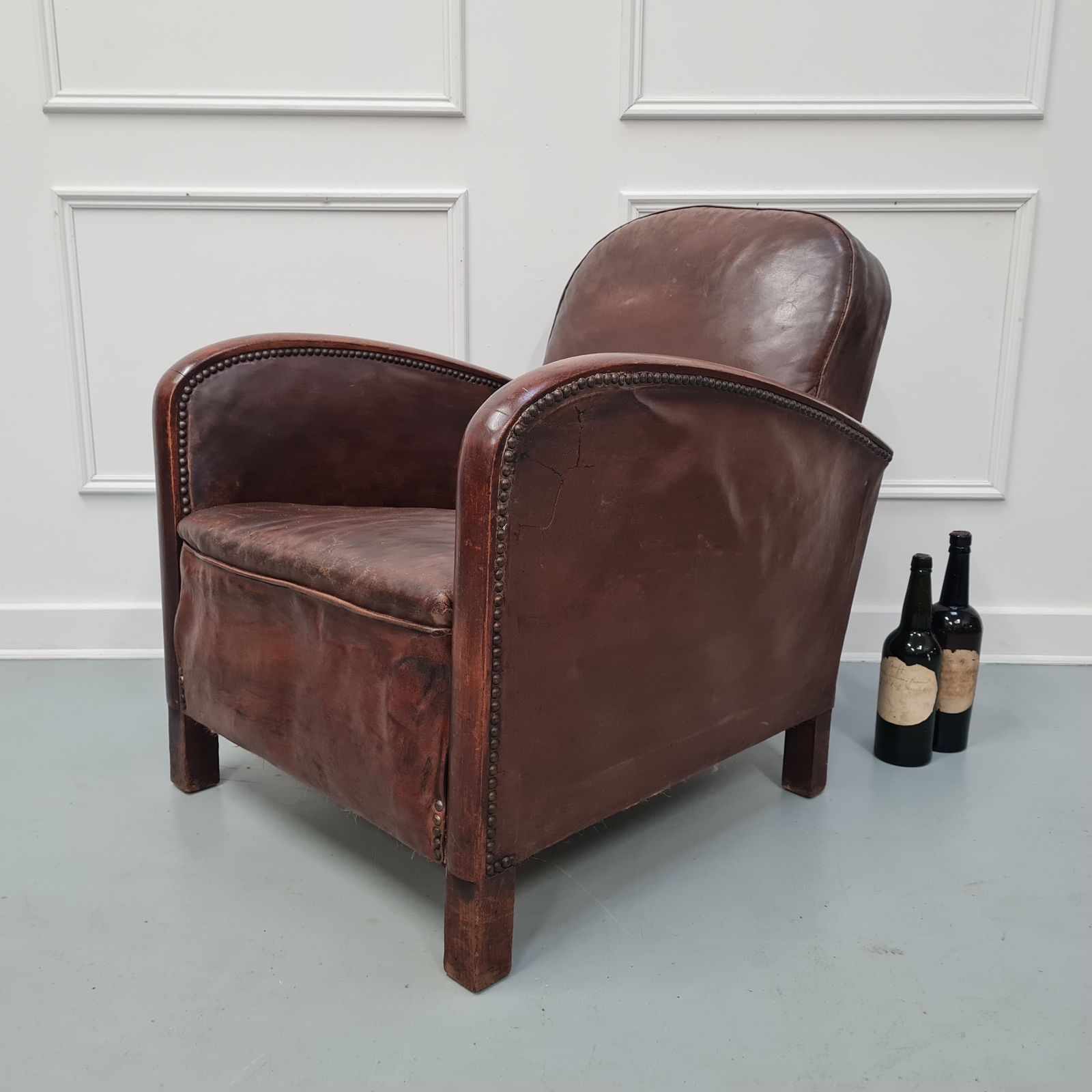 Great French Leather Club Chair C1930 Free Delivery England/Wales photo buy
