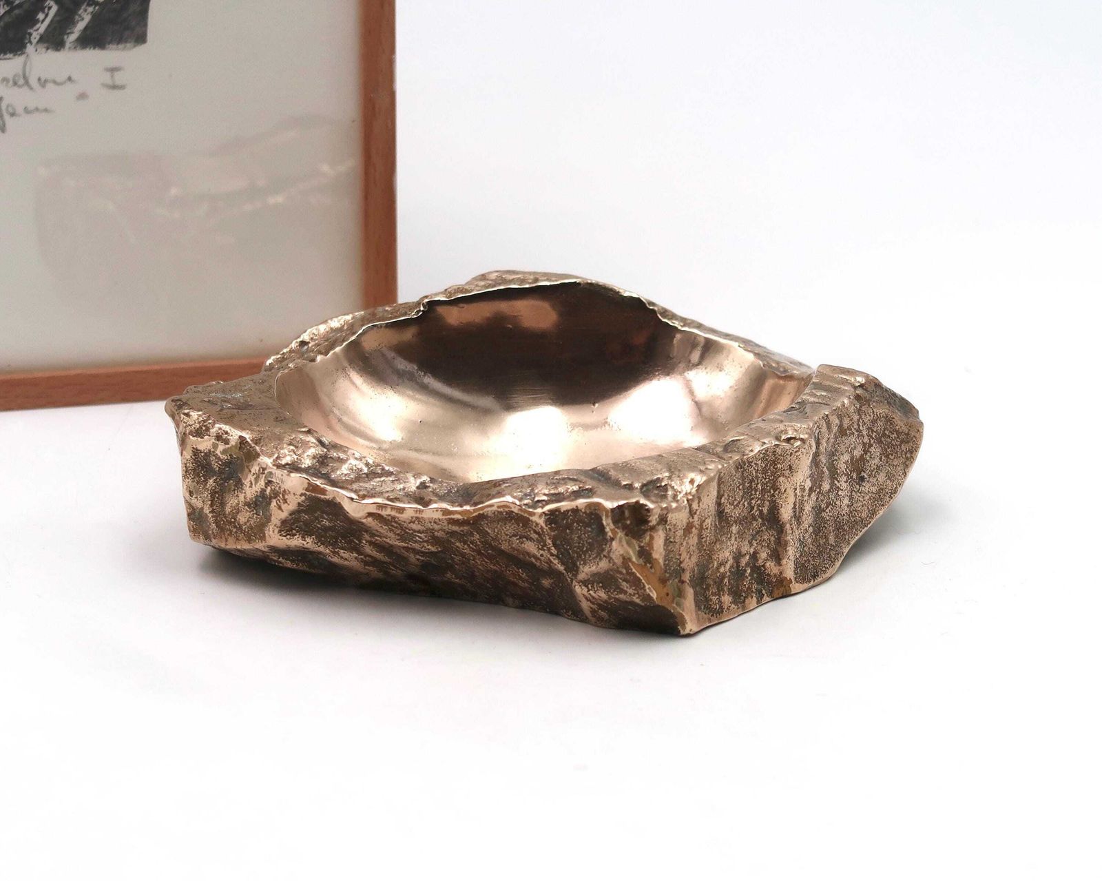 French Modernist Bronze Ring Dish By Monique Gerber, 1970s / Rock, Stone, Art, Sculpture, Home Decor, Ashtray photo vinterior