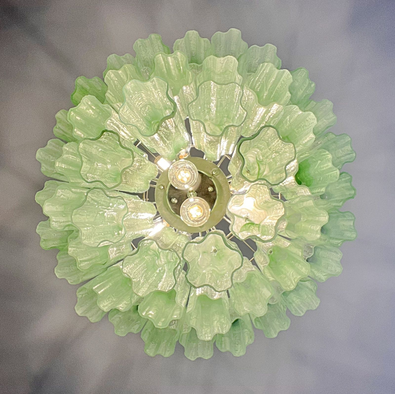 photo vinterior Large Three Tier Murano Glass Tube Chandelier   Green Albaster