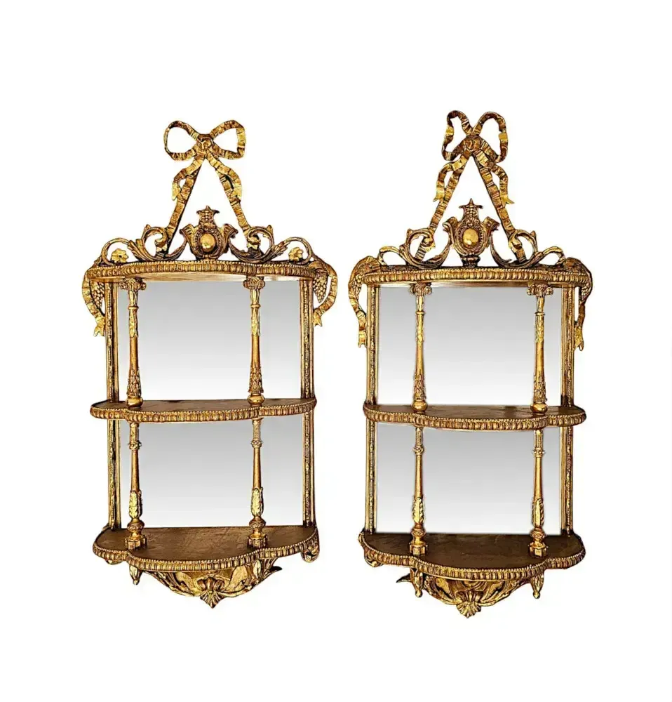 A Very Rare Pair Of Irish 19th Century Giltwood Mirrors Labelled Strahan Of Dublin