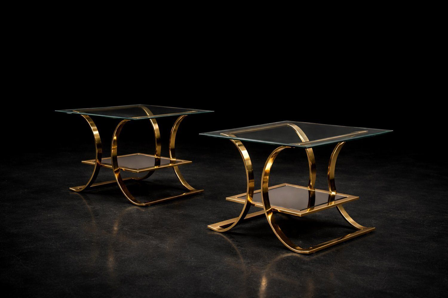 Furniture Mid Century Italian Modern Glass Coffee Tables, 1960s, Set Of 2 photo
