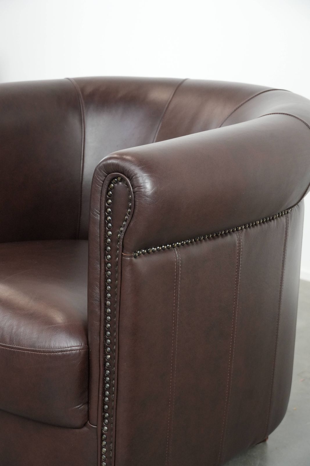 photo for sale Cowhide Club Armchair In English Style In A Brown/Dark Purple Color Scheme