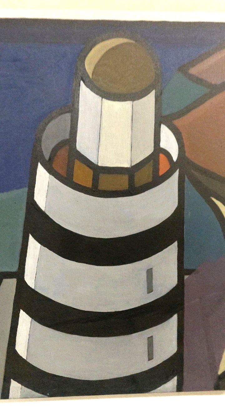 Oil Painting On Canvas "Il Lighthouse" Franco Prayer (1924) 60x50 Cm photo vinterior