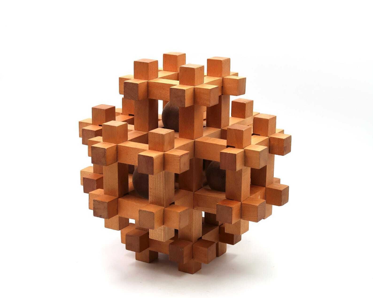 Oversized Wooden Sculpture Puzzle By Sori Yanagi For Kumiki, 1970s / Wood, Architecture, Home Decor, Modernist Object, Xxl, Giant photo for sale