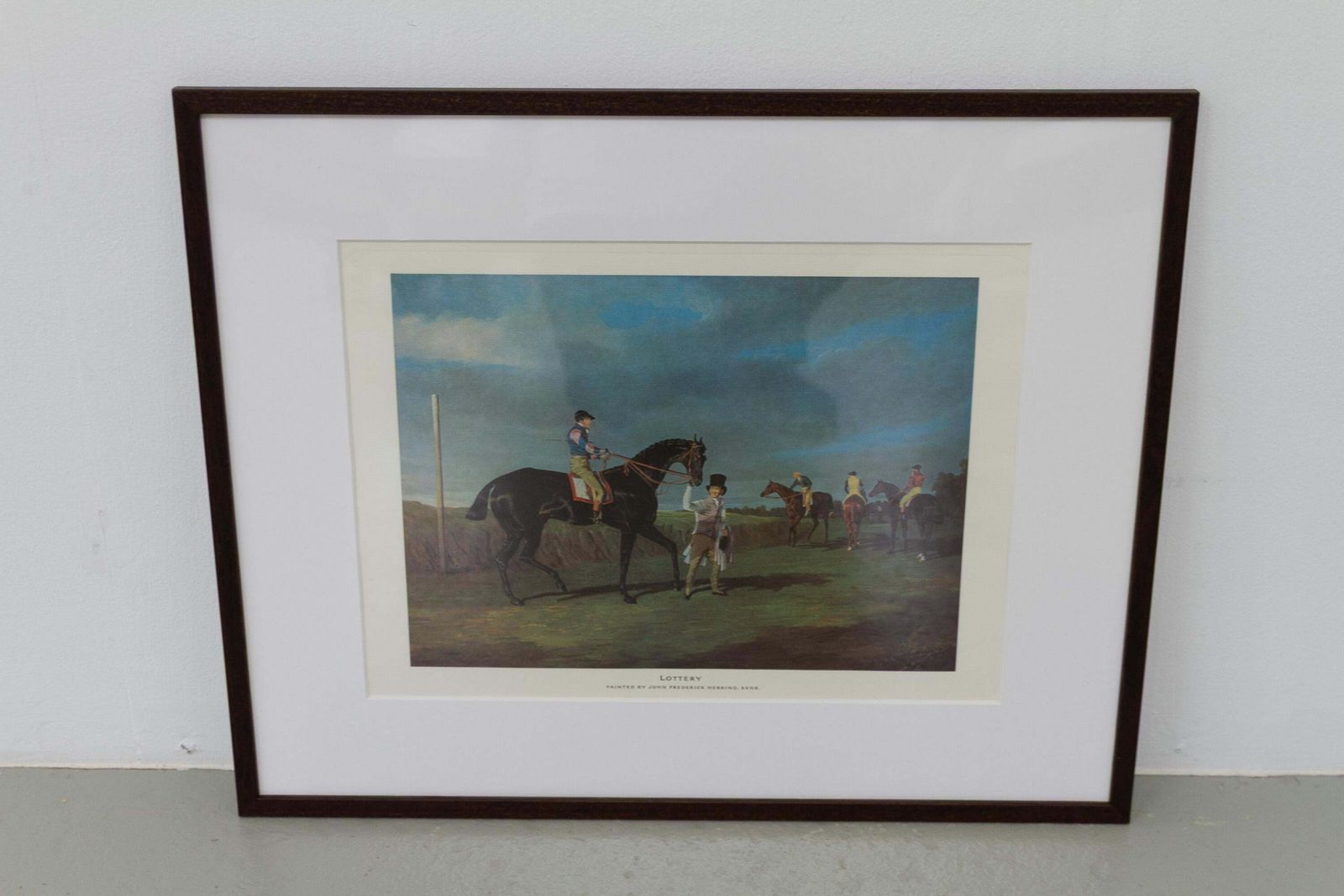 Framed Print Of Black Horse "Lottery" By John Frederick Herring, 20th Century. photo vintage