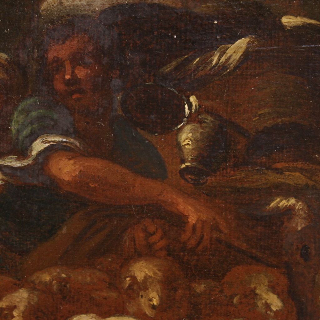 photo vinterior Antique Italian Painting From The 18th Century, Landscape With Pastoral Scene