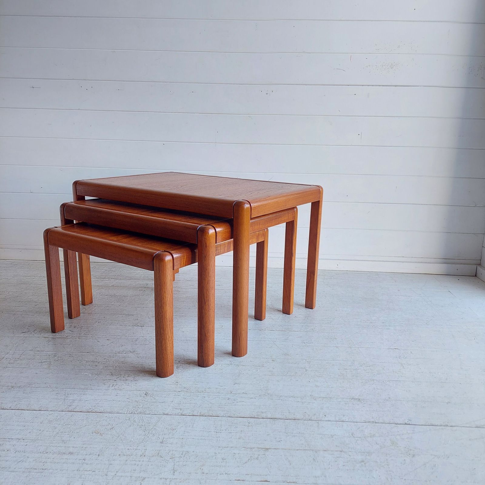Furniture Mid Century Teak Nesting Tables  Danish Nest Of Tables Kai Kristiansen Vildbjerg Møbelfabrik Style 60s Restored photo