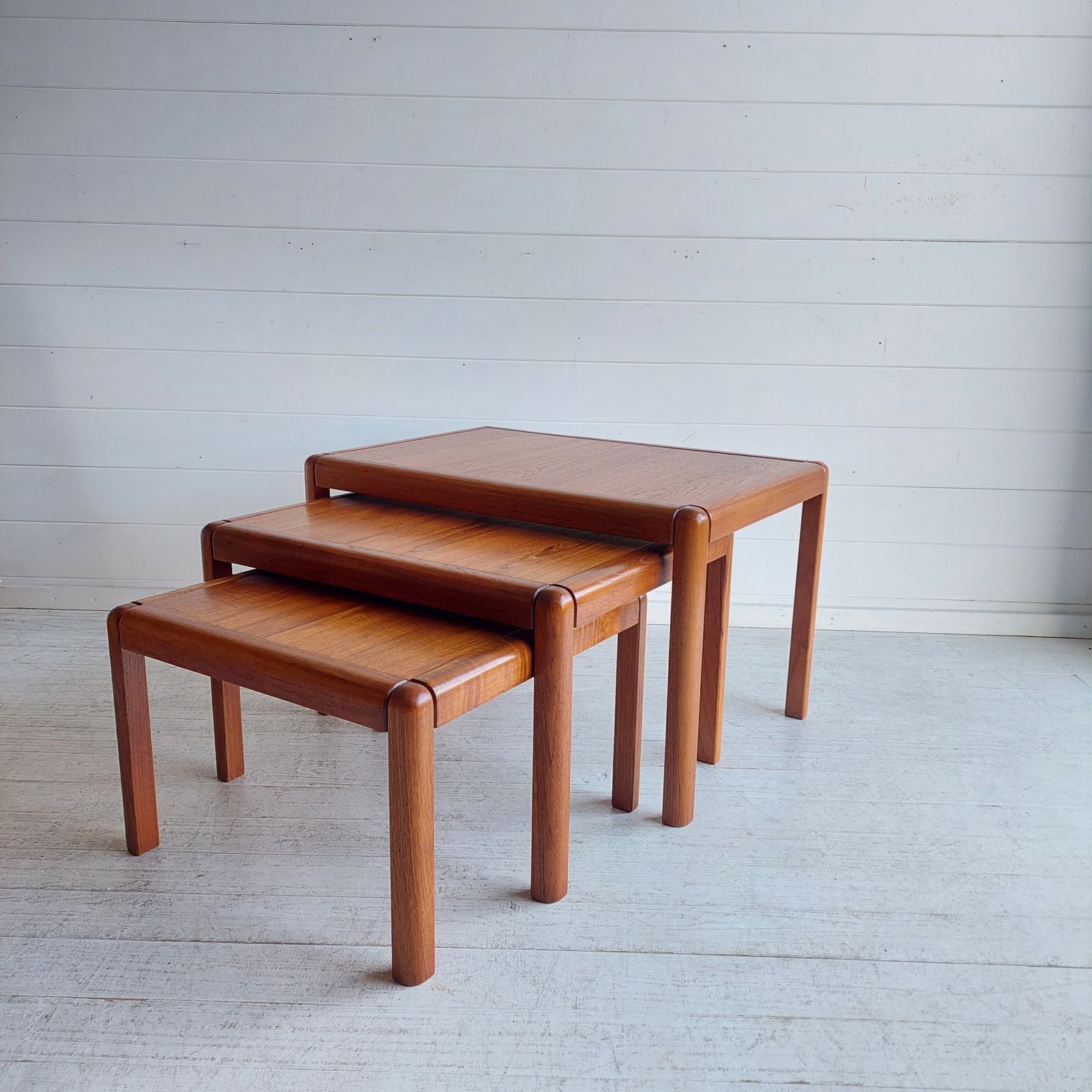 Mid Century Teak Nesting Tables  Danish Nest Of Tables Kai Kristiansen Vildbjerg Møbelfabrik Style 60s Restored photo furniture