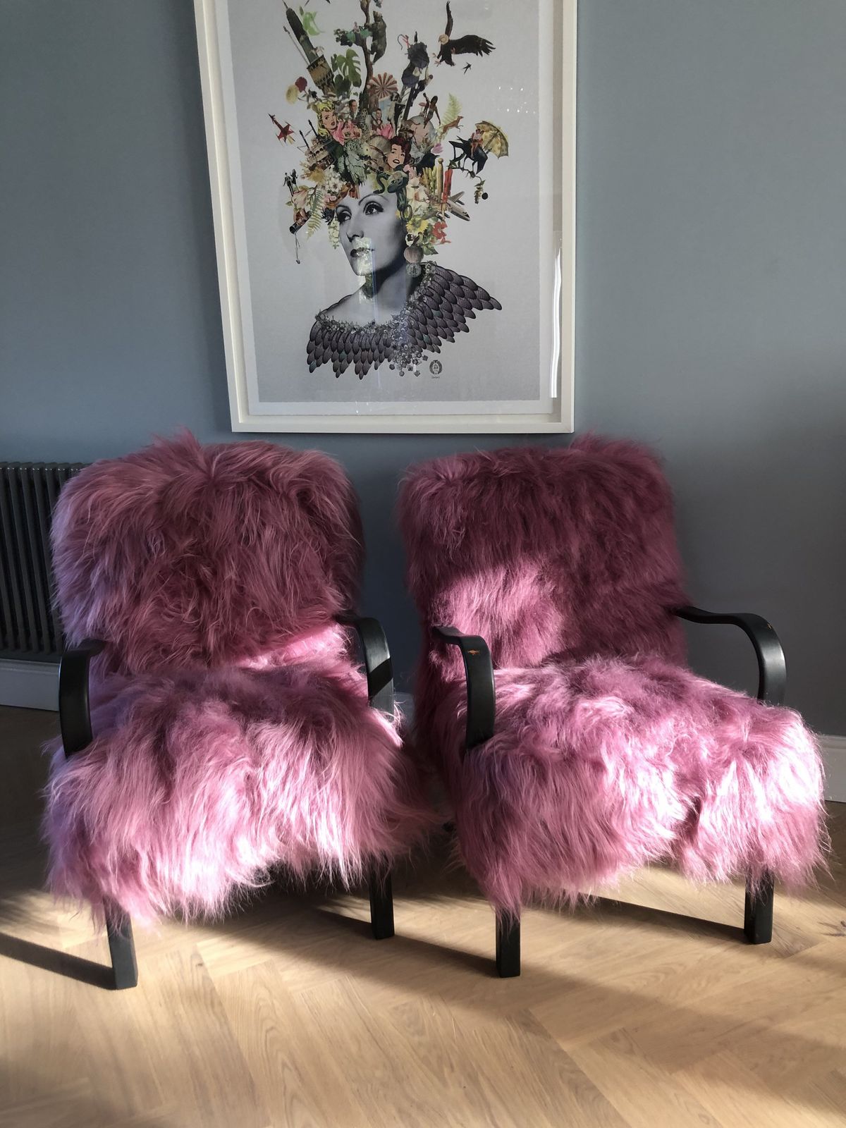 Pink Icelandic Sheepskin Bentwood Armchair photo for sale