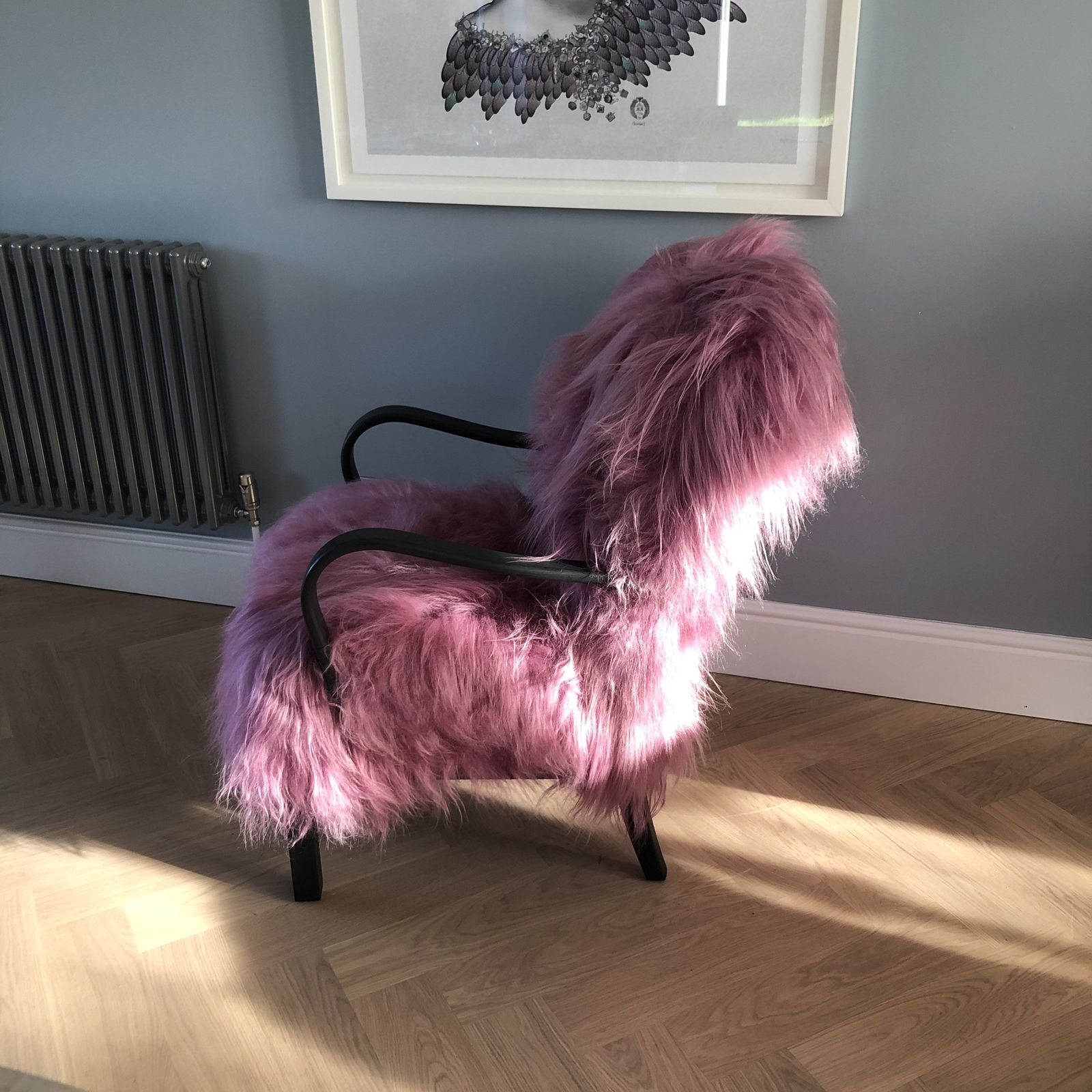 photo for sale Pink Icelandic Sheepskin Bentwood Armchair