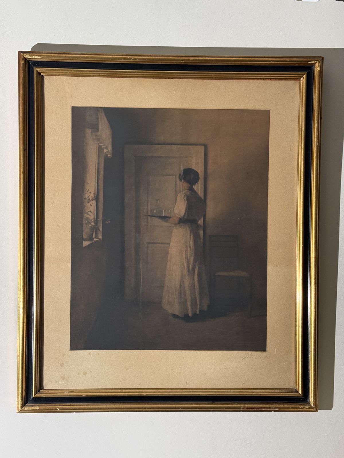 Peter Ilsted  Signed Mezzotint “Ung Pige Med En Bakke” 1915 Opus 33