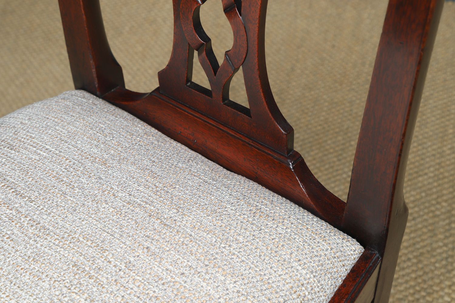 Furniture Antique English Pair Of Thomas Chippendale Mahogany Office Desk Dining Chairs (Circa 1820) photo