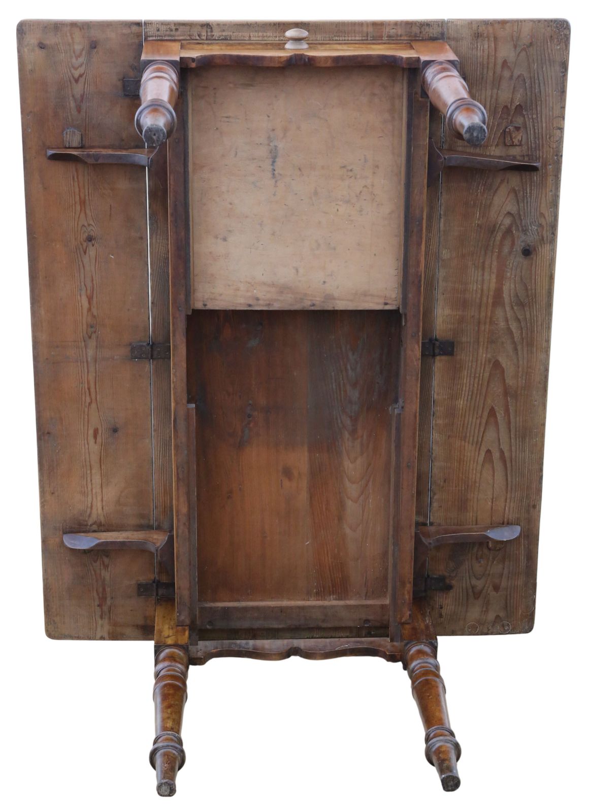 photo for sale Antique 19th Century Victorian Pine & Fruitwood Folding Kitchen Table With Drawers – Fine Quality