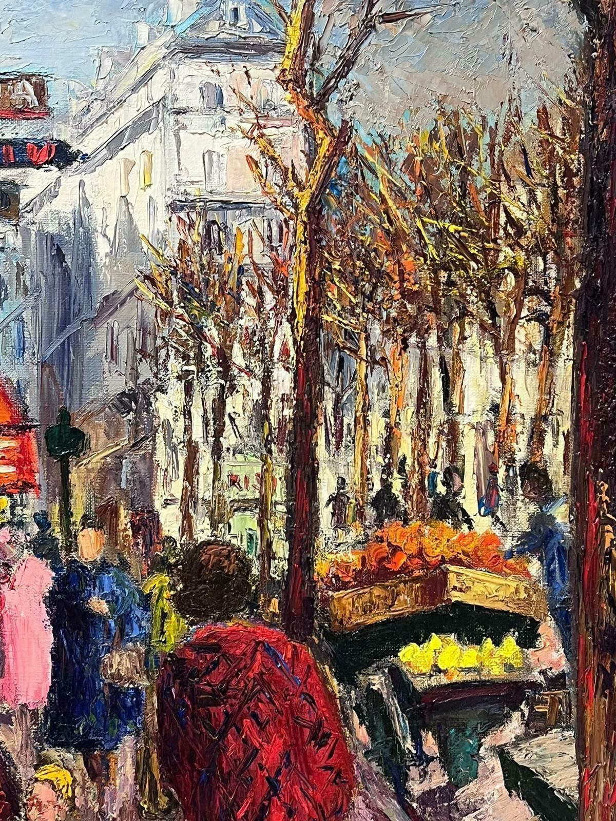 Josine Vignon1950s French Post Impressionist Oil Painting Busy Paris Street Scene Figures1950s photo 1295.0
