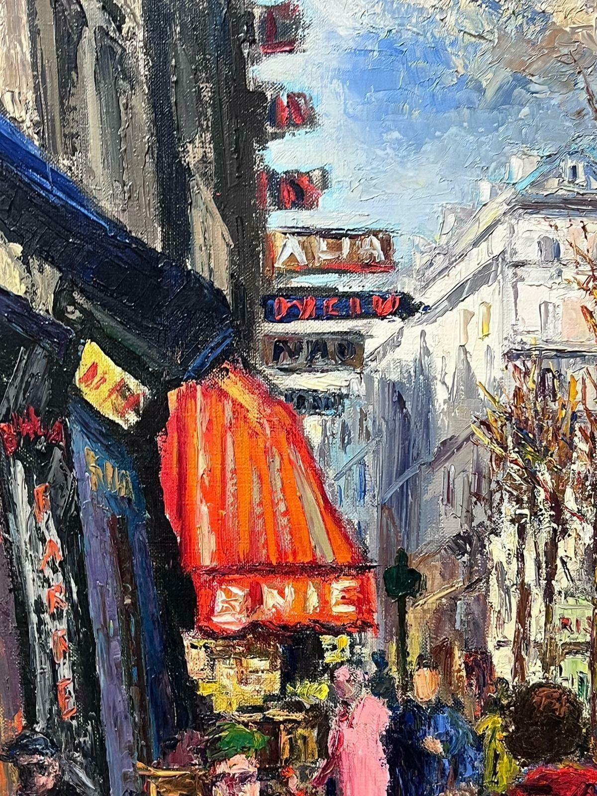 Josine Vignon1950s French Post Impressionist Oil Painting Busy Paris Street Scene Figures1950s photo vinterior