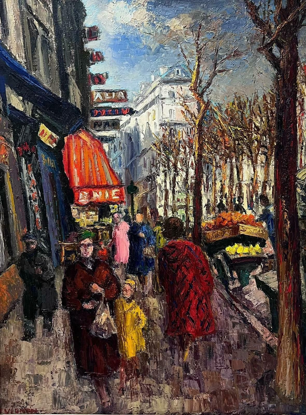 Josine Vignon1950s French Post Impressionist Oil Painting Busy Paris Street Scene Figures1950s photo buy