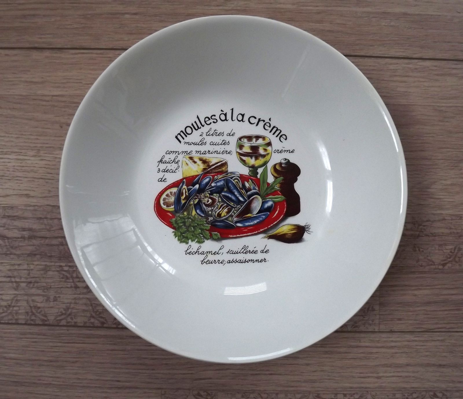 Set Of 6 Moulin Des Loups France Ceramic Mussels Bowls & Large Server Dish photo 140.0