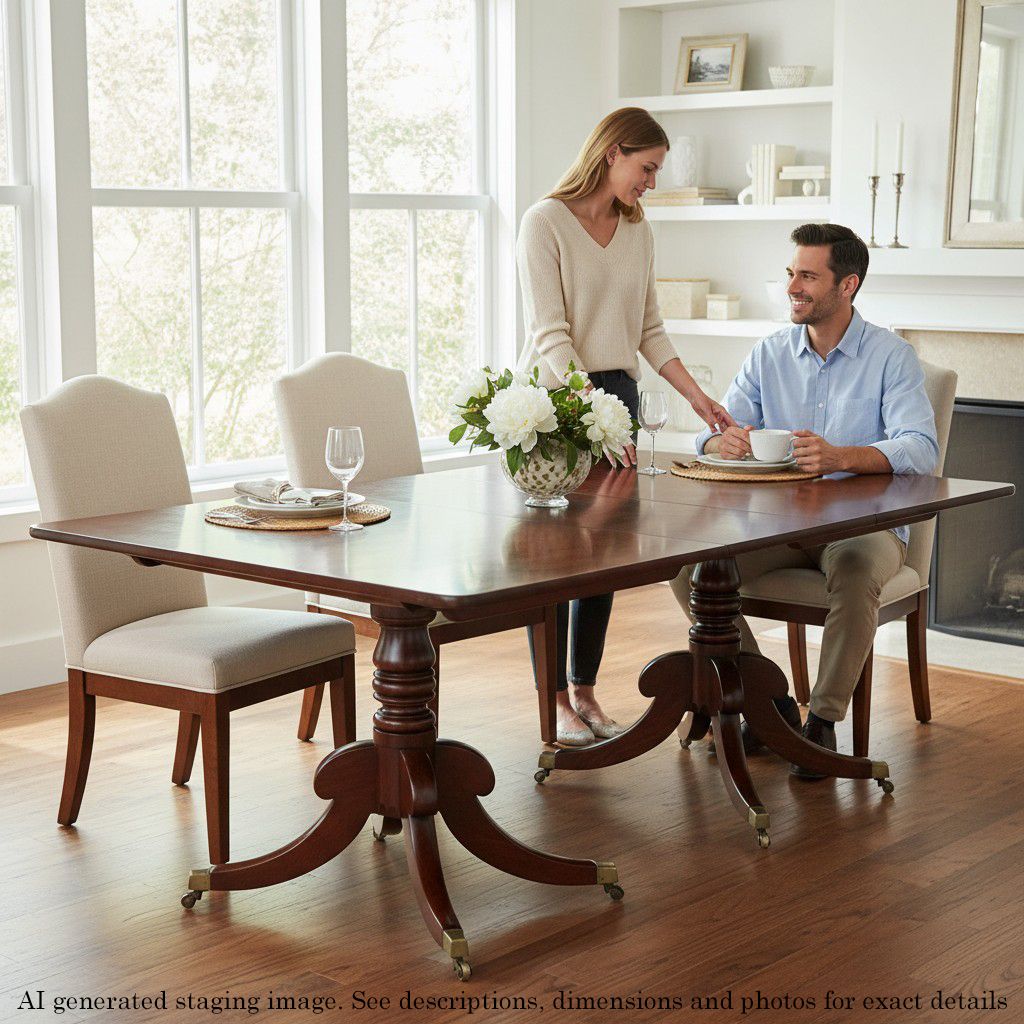 Antique Early 19th Century Georgian Twin Pedestal Dining Table – Fine Quality photo furniture
