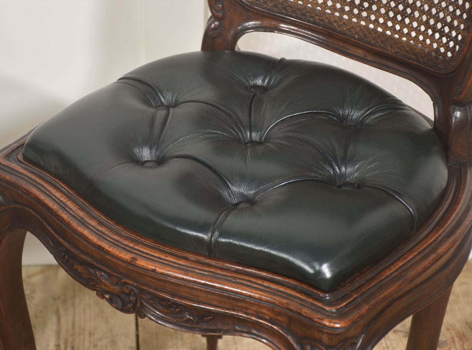 Pair Of Louis XV Style Carved Walnut And Caned Side Chairs photo Furniture
