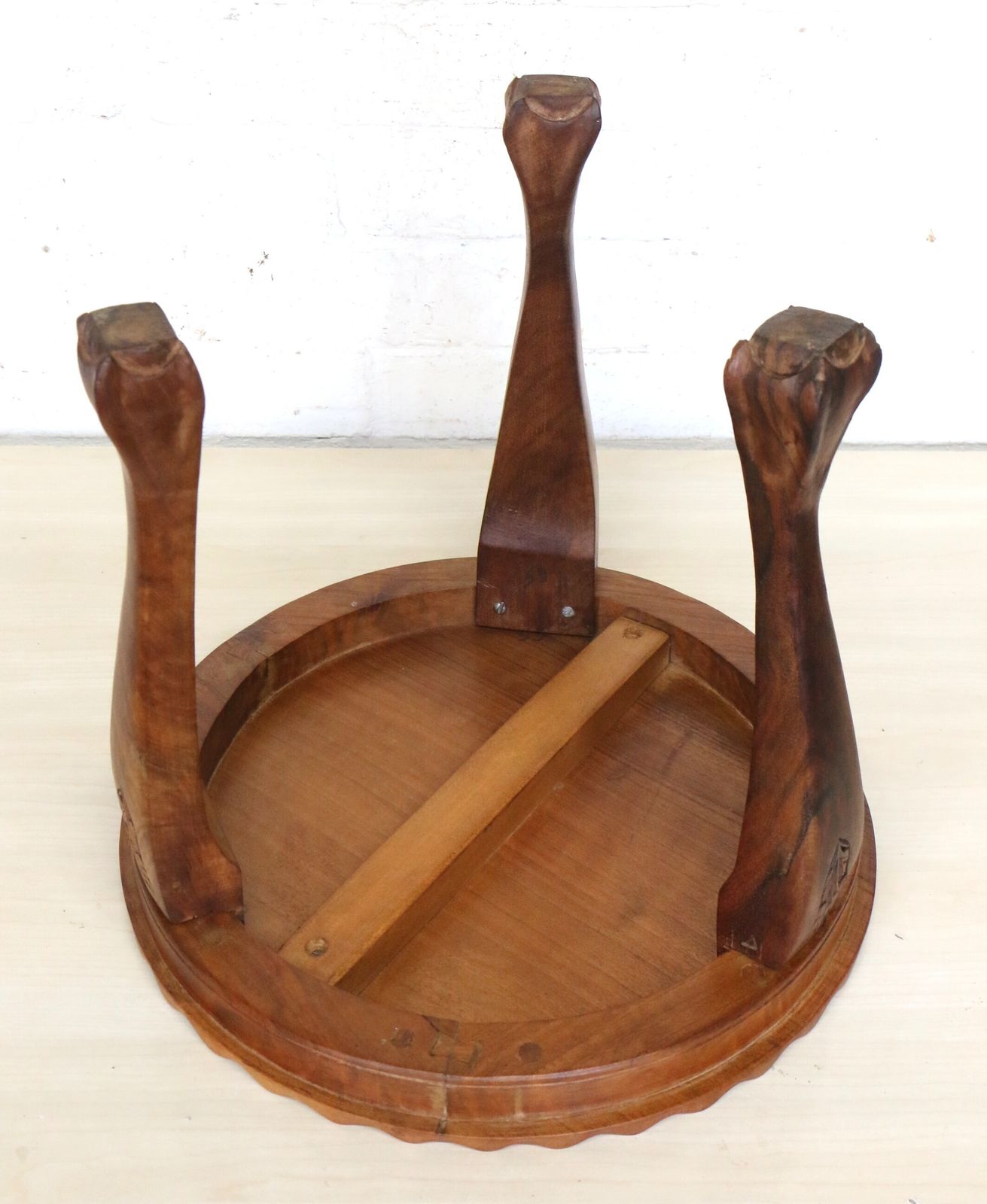 photo furniture A Vintage Small Occasional Round Table Made From Teak With Carved Detailing Hand Made S.E.Asia