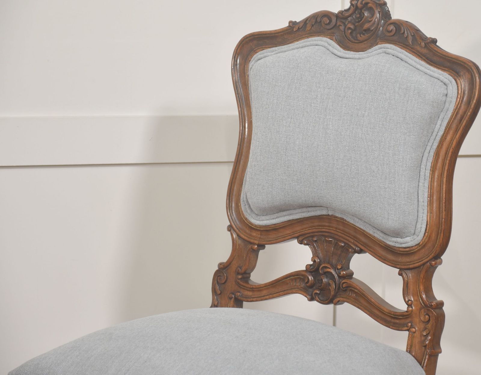 Furniture Pair Of Carved Walnut Louis XV Style Side Chairs photo