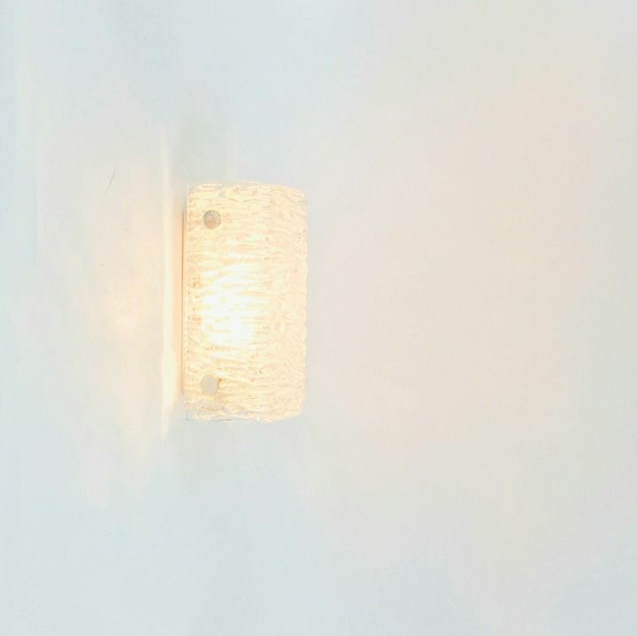Set Of 3 Mid Century Modern Murano Ice Glass Wall Lights From Kaiser Leuchten, Germany, 1960s photo vinterior