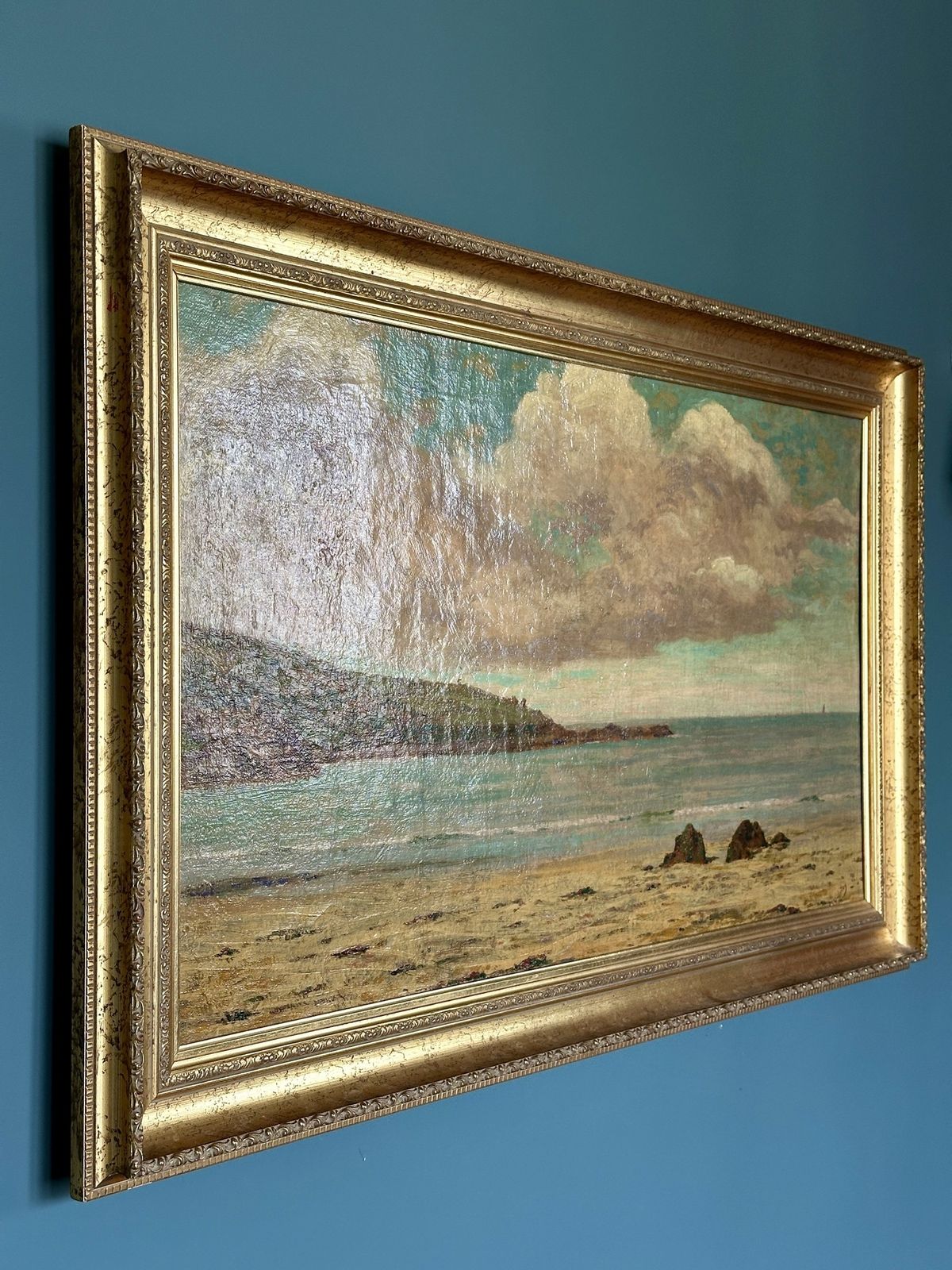 Large St Ives School Oil Painting, Porthmeor Beach, 1924, Signed & Exhibited photo for sale