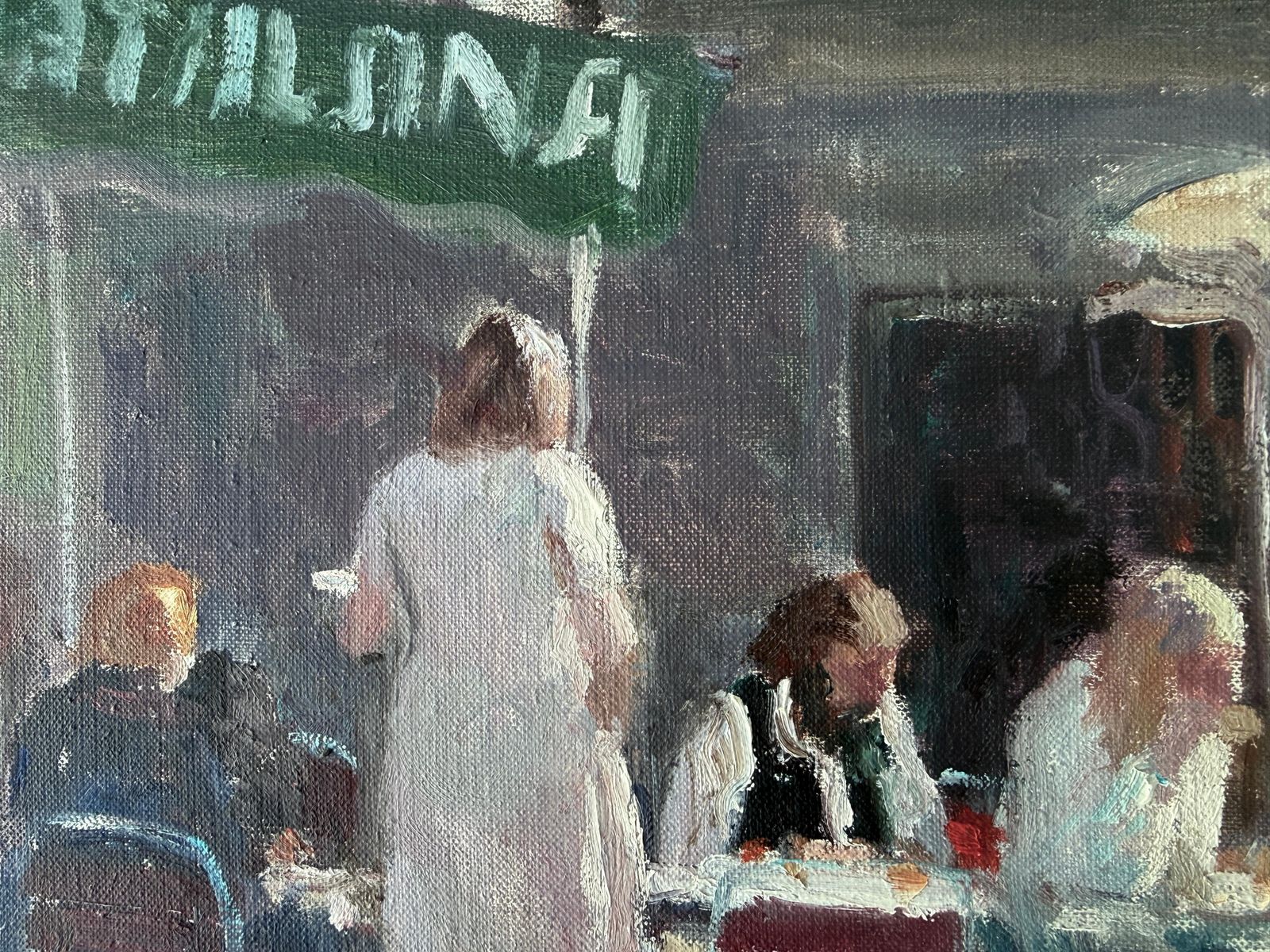 Angel Badia Camps Paris Café Terrace Scene Oil Painting European Post Impressionist Figurative Art C.1980 photo 1050.0