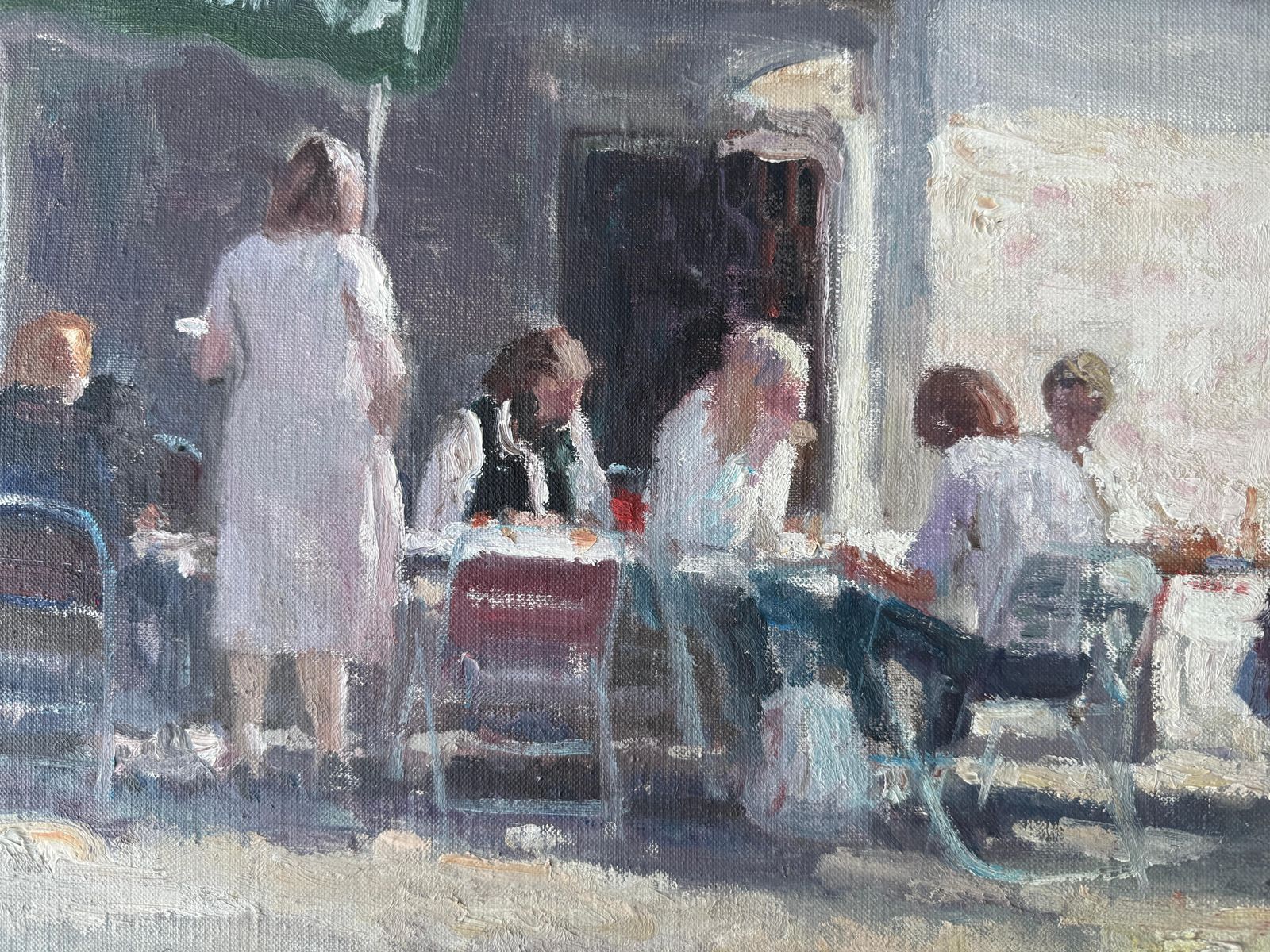Angel Badia Camps Paris Café Terrace Scene Oil Painting European Post Impressionist Figurative Art C.1980 photo buy
